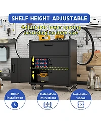 Viyet 35"H Rolling Metal Tool Cabinet