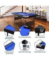 Xo Space-Saving Folding Pool Table Set, Portable Billiard Table with Accessories, Steel Frame Game Table for Home Rec Room