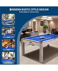 Xo 7FT 3-in-1 Pool Table Dining Combo, Billiard Table with Ping Pong Top and Accessories, Space-Saving Family Game Table