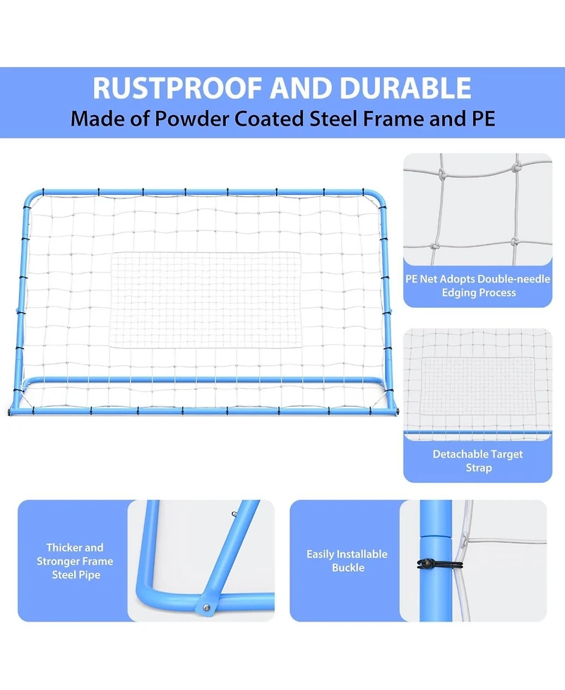 Xo Adjustable Soccer Rebounder Net 6x4 Ft, Double-Sided Bounce Trainer with Steel Frame, Portable Soccer Practice Net for Backyard