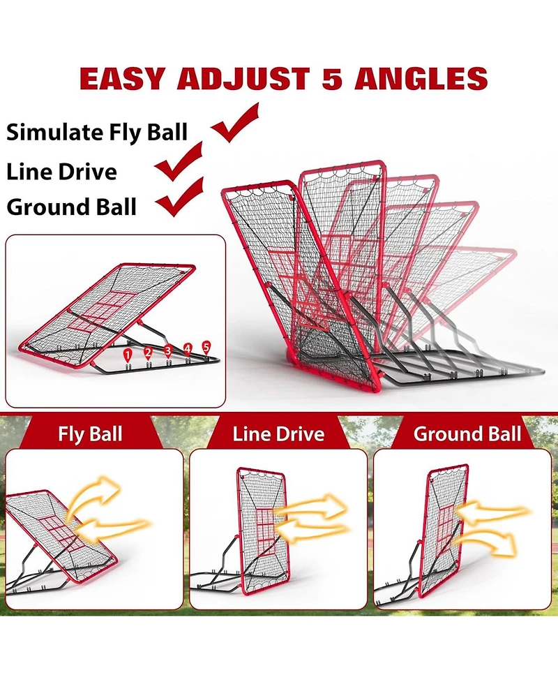 Xo 4x4.5 Ft Baseball Rebounder Net, Steel Frame Pitchback Net for Baseball Softball Training, Portable Practice Net