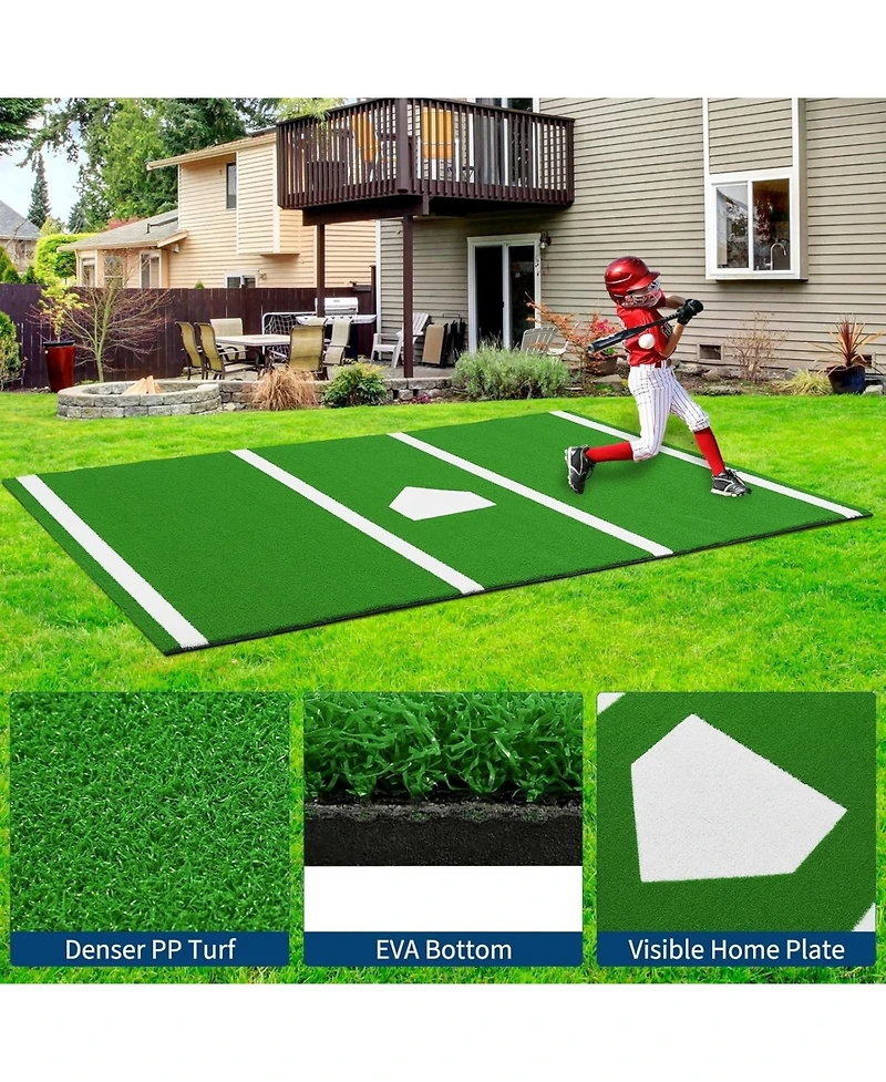 Xo Baseball Hitting Mat, Anti-Slip Turf with Home Plate for Indoor Outdoor Batting Practice Training