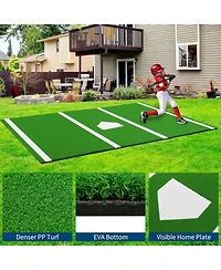 Xo Baseball Hitting Mat, Anti-Slip Turf with Home Plate for Indoor Outdoor Batting Practice Training
