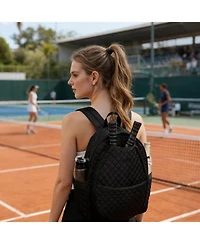 Xo Quilted Tennis Bag, Crossbody Racket Bag for 1-2 Racquets, Pickleball and Badminton with Storage Pockets