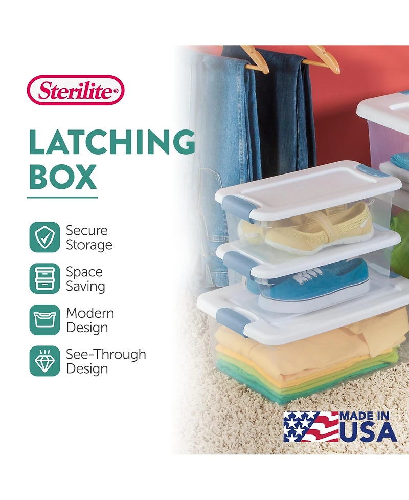 Sterilite 6-Quart Clear and Blue Stackable Latching Storage Container (48 Pack)