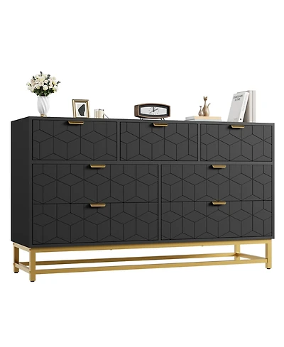 homfan 7-Drawer Dresser with Metal Handles and Legs, 53.5" Wide Modern Chest for Bedroom Closet Living Room Hallway