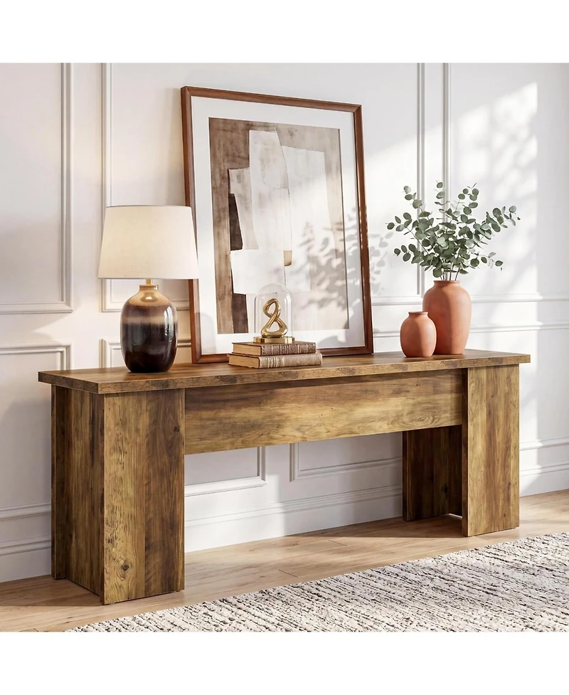 Tribesigns 63-Inch Low Console Table, Farmhouse Wooden Entryway Table, for Living Room, Entrance, Hallway