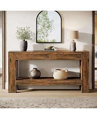 Tribesigns 63" Console Table with 2 Drawers, Long Sofa Table Behind Couch for Living Room, Hallway, Foyer