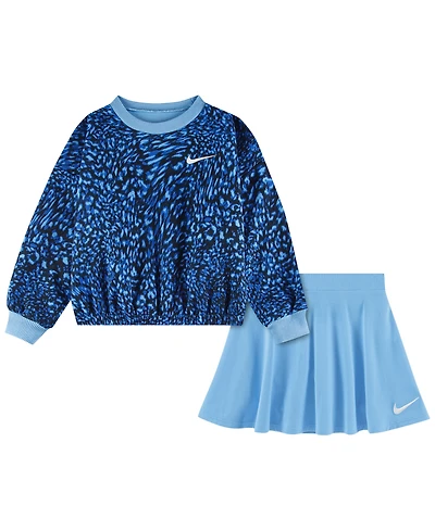 Nike Girls' 4-6X Allover Printed Top and Skirt, 2-Piece Set