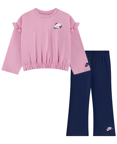 Nike Toddler Girls' 2T-4T Ruffle Top and Flared Leggings, 2-Piece Set