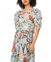 Sam & Jess Women's Square Neck Puff-Sleeve Top