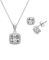 Macy's Lab-Grown White Sapphire Pendant Necklace & Matching Earrings (4-1/8 ct. t.w.) in Sterling Silver, 2-Piece Set