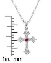 Macy's Lab-Grown Blue & White Sapphire (0.36 ct. t.w.) Vintage Cross Pendant Necklace Sterling Silver (Also Available Ruby)