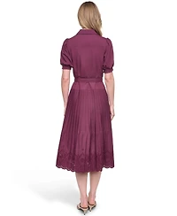 Jessica Howard Women's Puff Short-Sleeve Drop Waist Shirt Dress