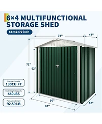 gaomon 6x4Feet Storage Shed Metal Tool Garden Shed for Garden, Backyard