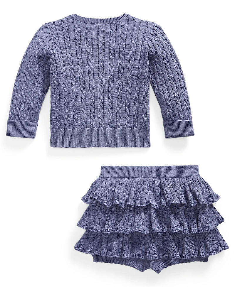 Polo Ralph Lauren Baby Girls' Long-Sleeve Cardigan and Skort, 2-Piece Set