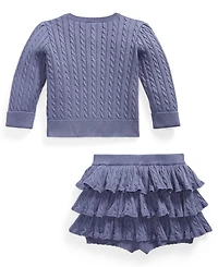 Polo Ralph Lauren Baby Girls' Long-Sleeve Cardigan and Skort, 2-Piece Set
