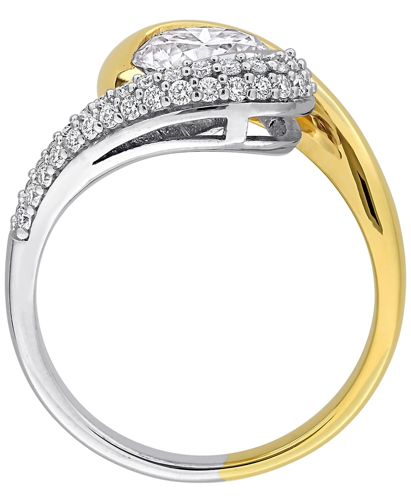 Macy's Lab-Grown Moissanite (1-7/8 ct. t.w.) Ring Two-Tone Sterling Silver