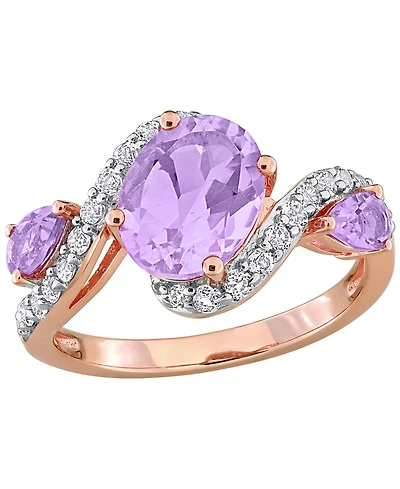 Macy's Amethyst (2-3/8 ct. t.w.) & White Topaz (5/8 Ring 18k Rose Gold-Flash Plated Silver