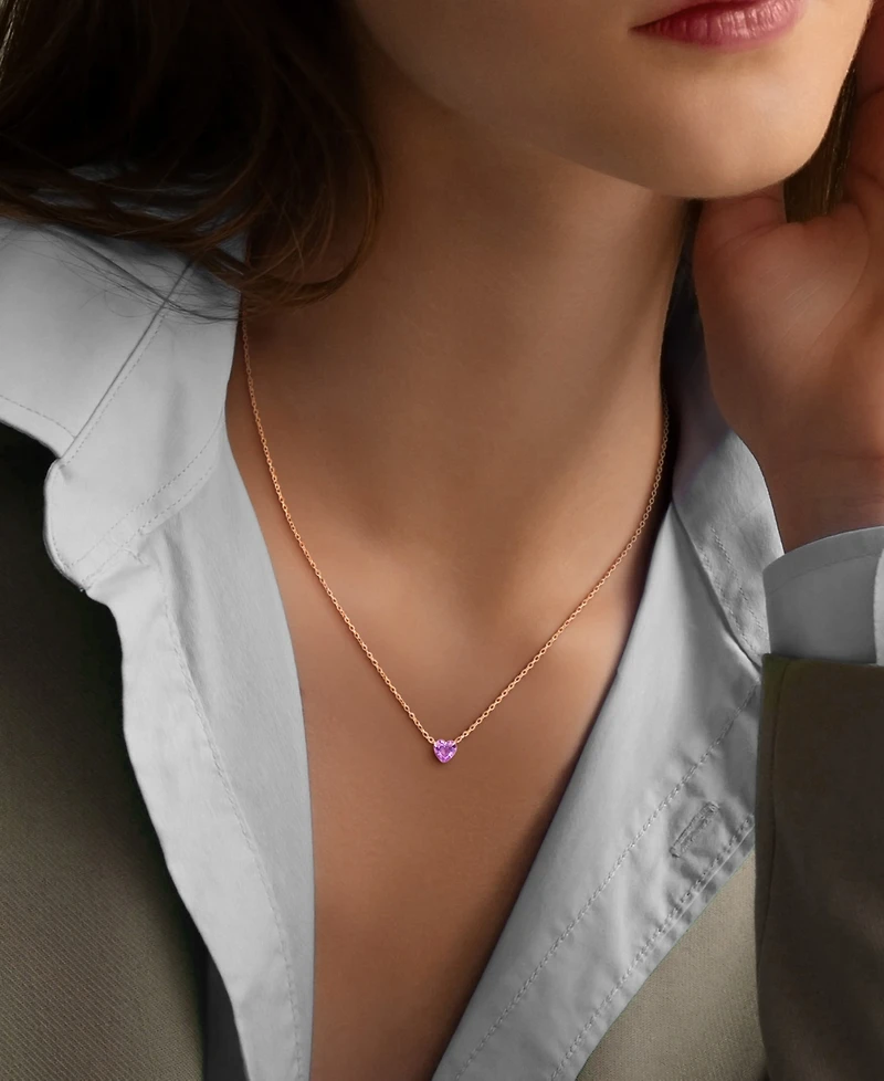 Macy's Amethyst (3/4 ct. t.w.) Pendant Necklace 18k Gold-Flash-Plated Sterling Silver (Also Available Garnet)
