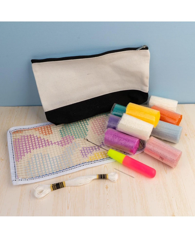 John Bead Textured Cosmetic Bag Latch Hook Diy Kit for Beginners