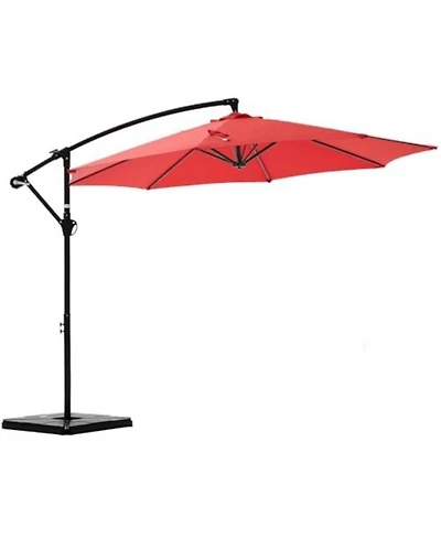 Yiortwo 9.7 Feet Offset Patio Umbrella Cantilever Outdoor Sun Shade With Tilt