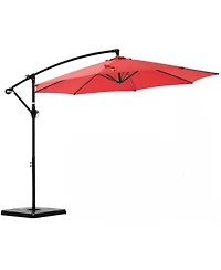 Yiortwo 9.7 Feet Offset Patio Umbrella Cantilever Outdoor Sun Shade With Tilt