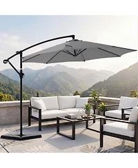 Yiortwo 9.7 Feet Offset Patio Umbrella Cantilever Outdoor Sun Shade With Tilt