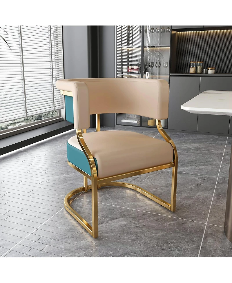 Streamdale Furniture Modern Dining Chairs Set of 2, Iron Frame, Pu Upholstered Accent Chairs