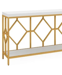 Slickblue 2-Tier Sofa Table with Open Storage Shelf, Extra Long Console Table