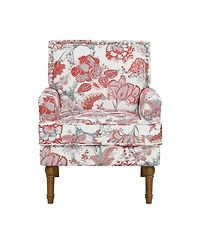 Streamdale Furniture Floral Upholstered Armchair with Nailhead Trim and Wood Legs