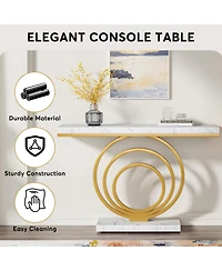 Slickblue Modern Narrow Console Table with Ring Base for Entryway and Living Room Use