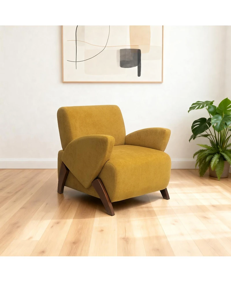 Streamdale Furniture Velvet Accent Chair with Birch Legs, Turmeric