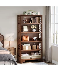 Slickblue Modern 70.8 Inch Bookshelf with 6 Tier Storage Design