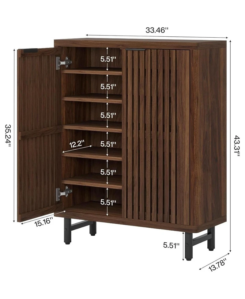 Slickblue Modern Shoe Cabinet with 6 Tier Adjustable Storage Shelves