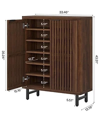 Slickblue Modern Shoe Cabinet with 6 Tier Adjustable Storage Shelves