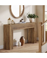 Slickblue Fluted Entryway Console Table with Rustic Wood Finish for Living Room