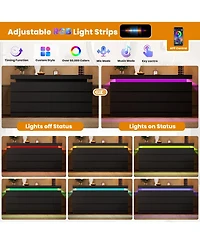 homfan 63" 12-Drawer Dresser with Led Light and Charging Station, Storage Chest for Bedroom Living Room