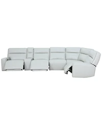 Zackary 6-Piece L Shape Leather Sectional with 3 Power Motion & Console, Macy's Exclusive