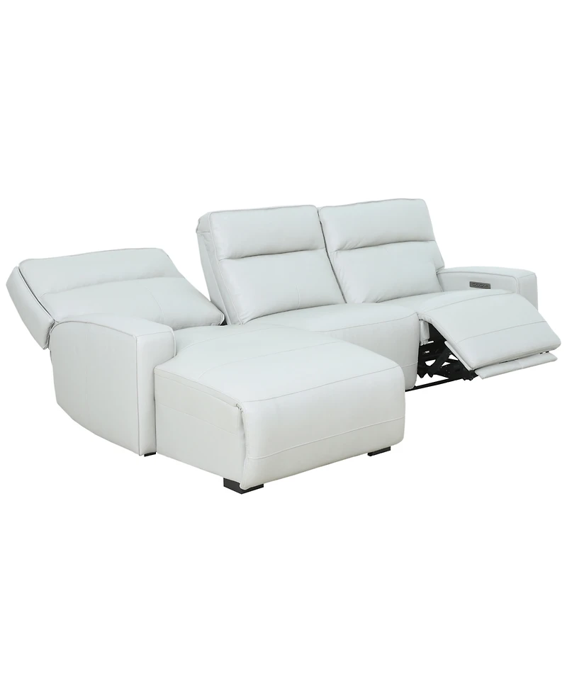 Zackary 3-Piece Leather Chaise Sofa with 3 Power Motion, Macy's Exclusive