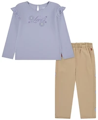 Levi's Baby Girls' Ruffle Knit Top and Fleece Pants, 2-Piece Set