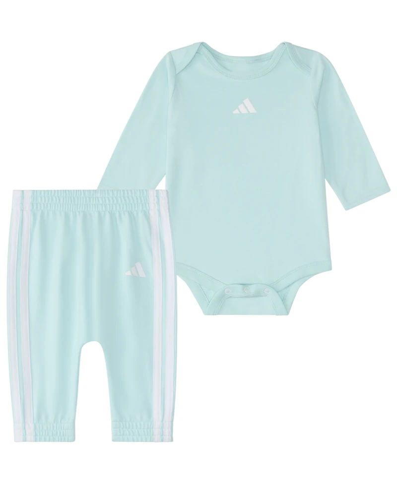 adidas Baby Girls' Long-Sleeve Bodysuit and Pants, 2-Piece Set