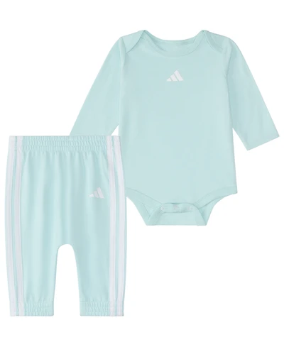 adidas Baby Girls' Long-Sleeve Bodysuit and Pants, 2-Piece Set