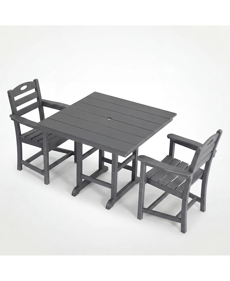 Streamdale Furniture Hdpe Outdoor Patio Dining Set with Square Table and Armchairs