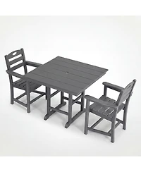 Streamdale Furniture Hdpe Outdoor Patio Dining Set with Square Table and Armchairs