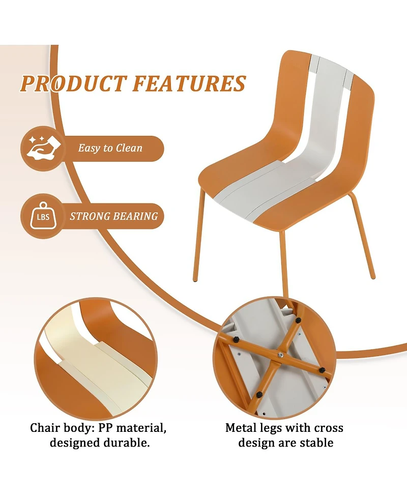 Streamdale Furniture 4-Pack Modern Striped Chairs and 36" Round Table Set - Indoor/Outdoor