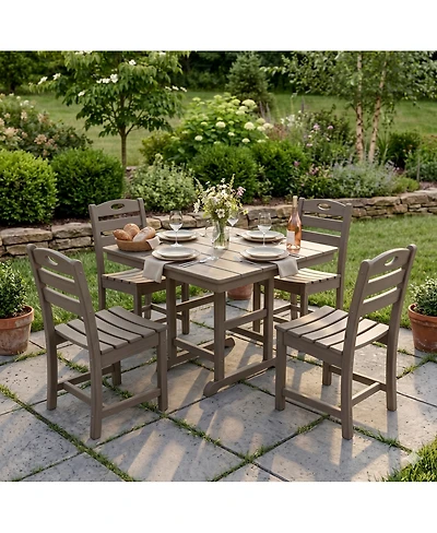 Streamdale Furniture 5-Piece Antique Wood Hdpe Outdoor Patio Dining Set with Square Table