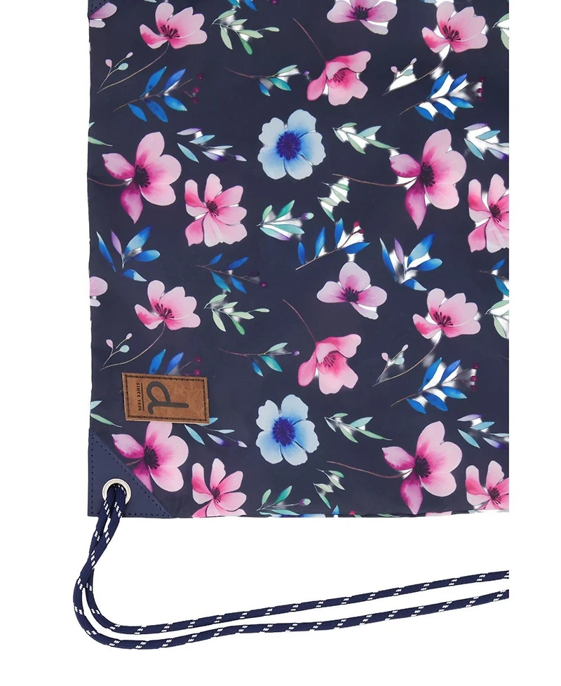 Deux par Deux Little Girl Floral Practical Lightweight Everyday Drawstring Bag
