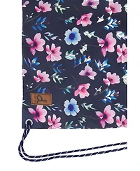 Deux par Deux Little Girl Floral Practical Lightweight Everyday Drawstring Bag