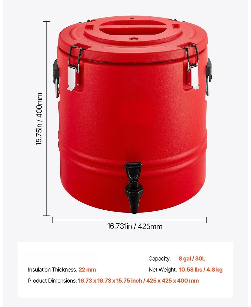 Cozito Insulated Beverage Dispenser, 8 Gal 30L Hot and Cold Drink Server with Spigot